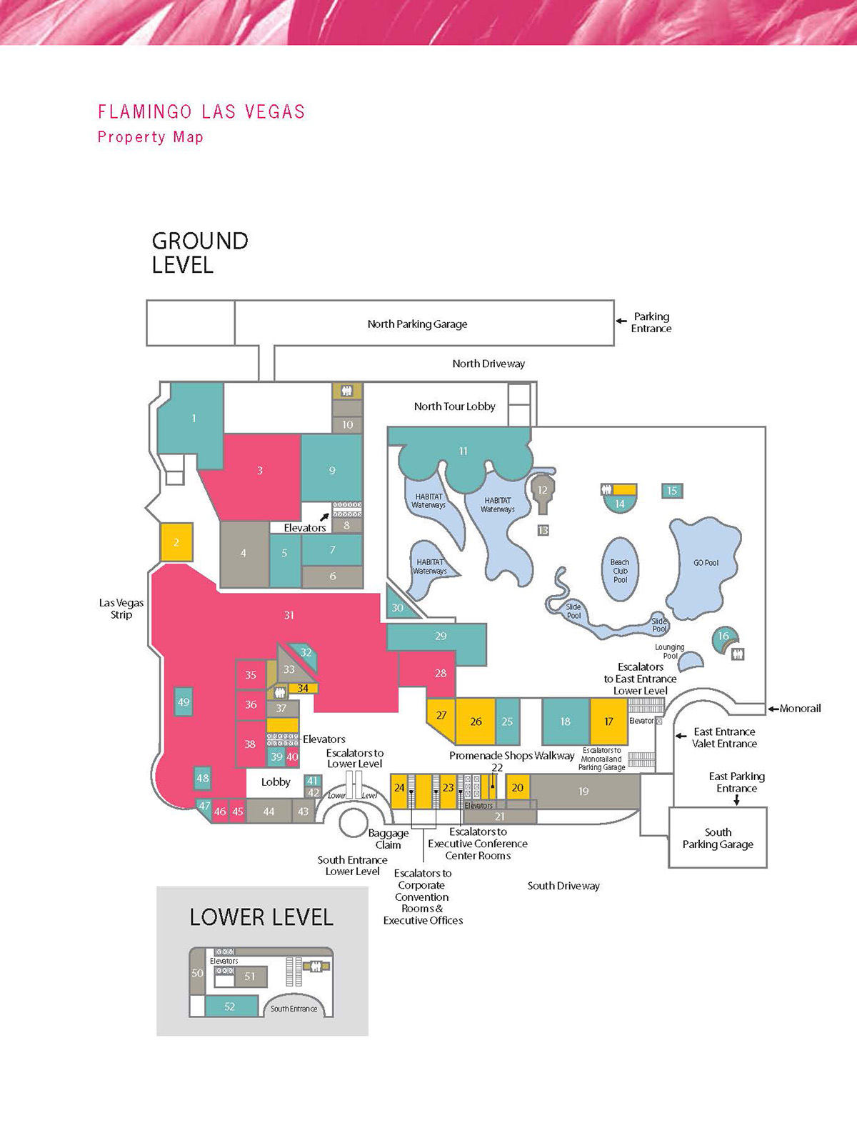 Flamingo Hotel Facility Map - Las Vegas